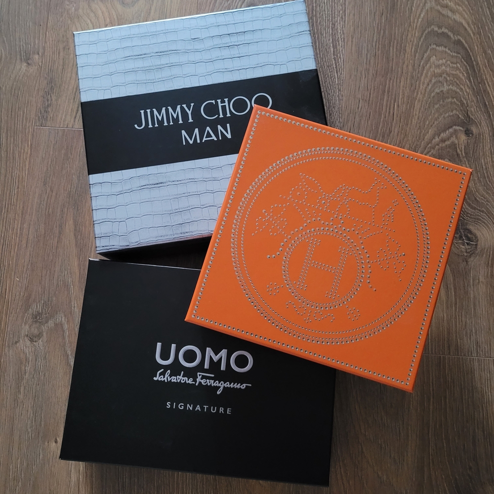 NWOT! Hermes/Ferragamo/Jimmy Choo perfume boxes
